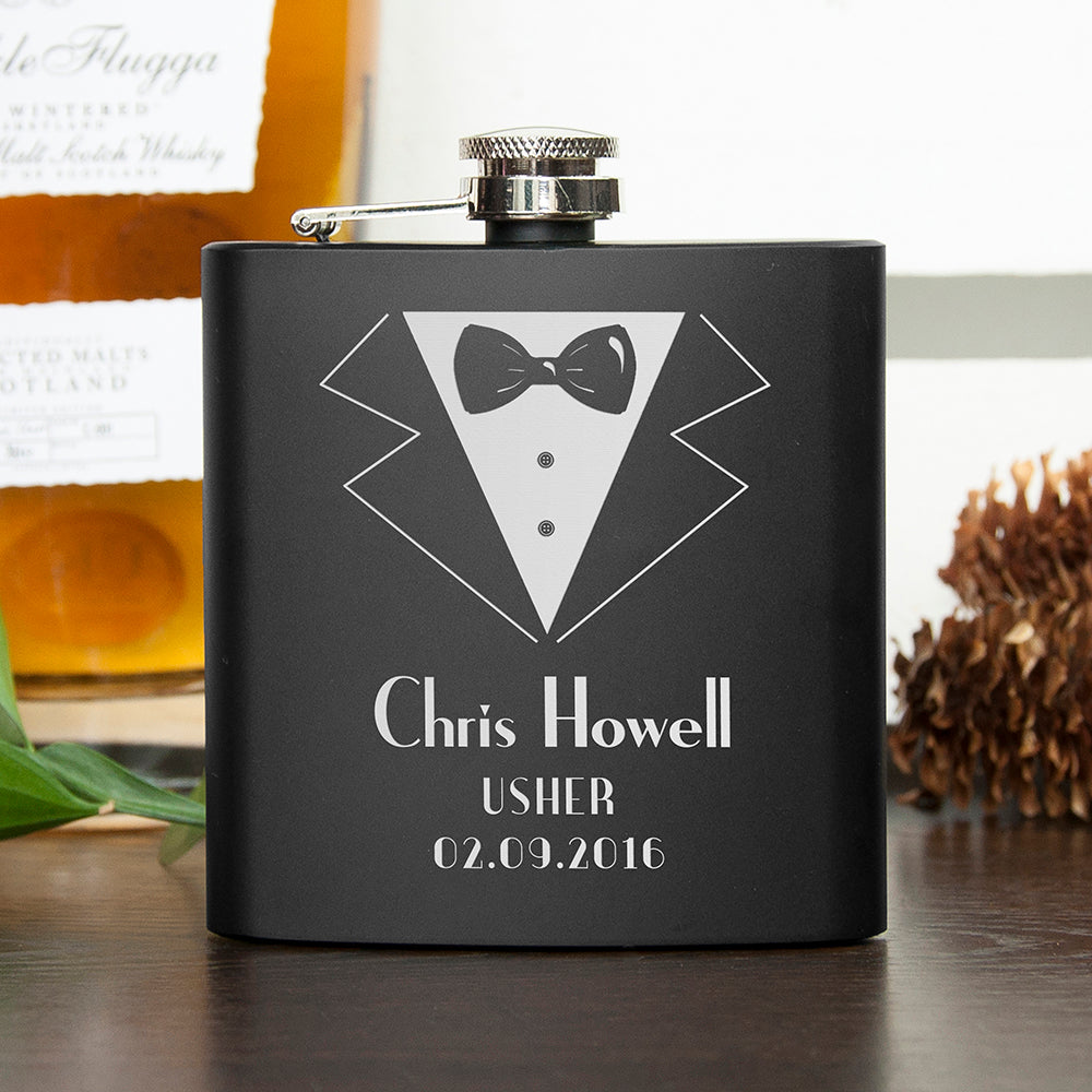 Thank You Being My Groomsman Personalised Matte Hip Flask
