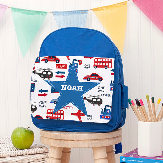 Personalised Transport Themed Rucksack