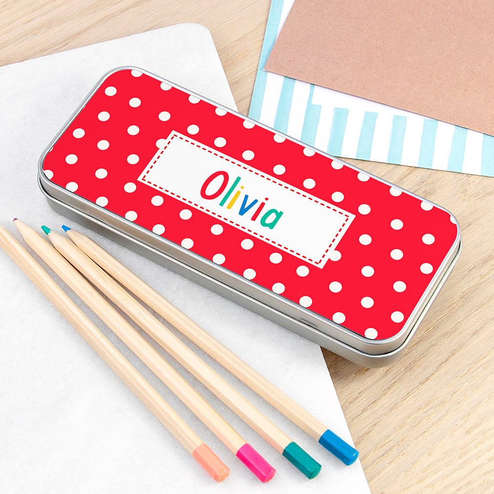 Personalised Girl's Patterned Pencil Case Tin