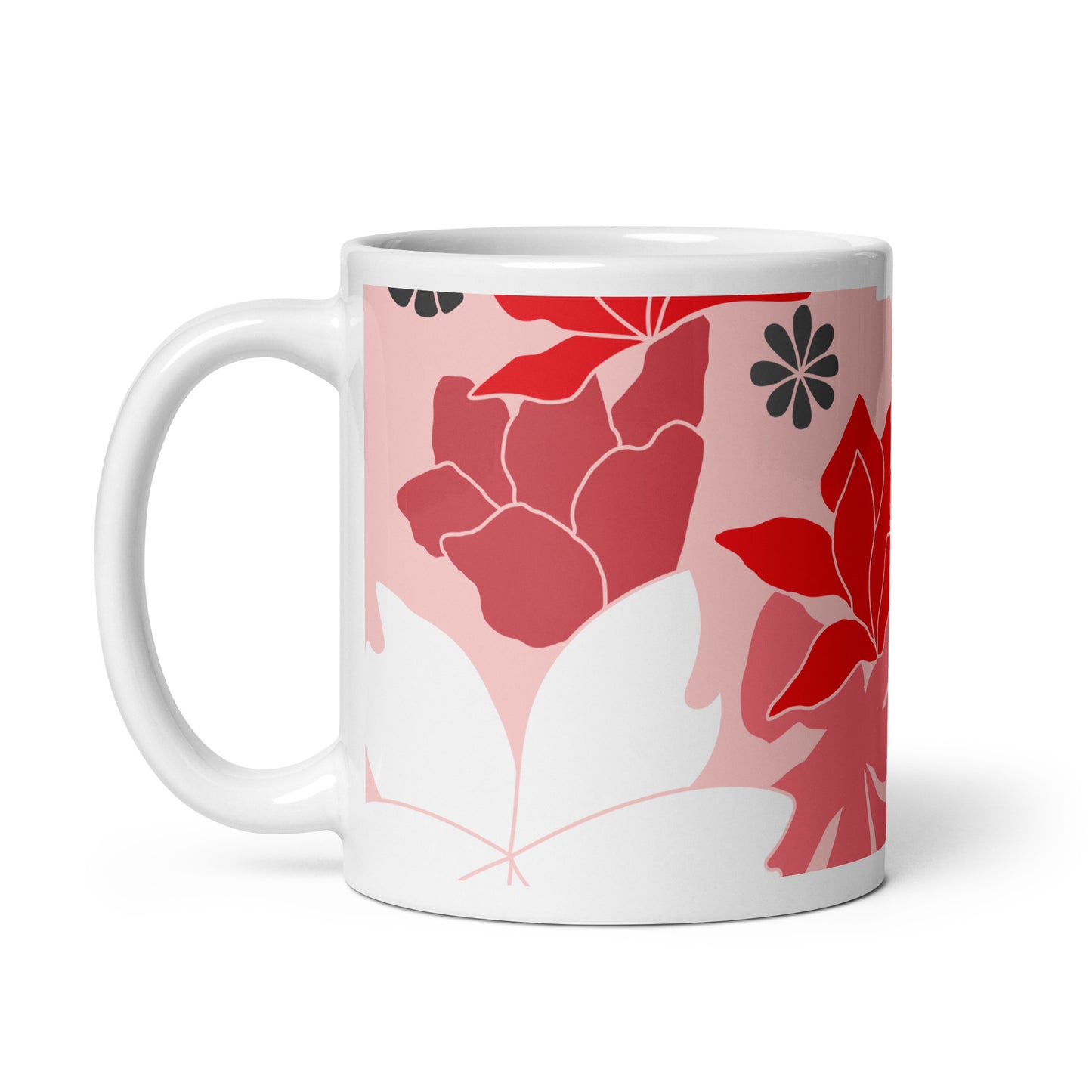 Red Flowers Glossy Mug