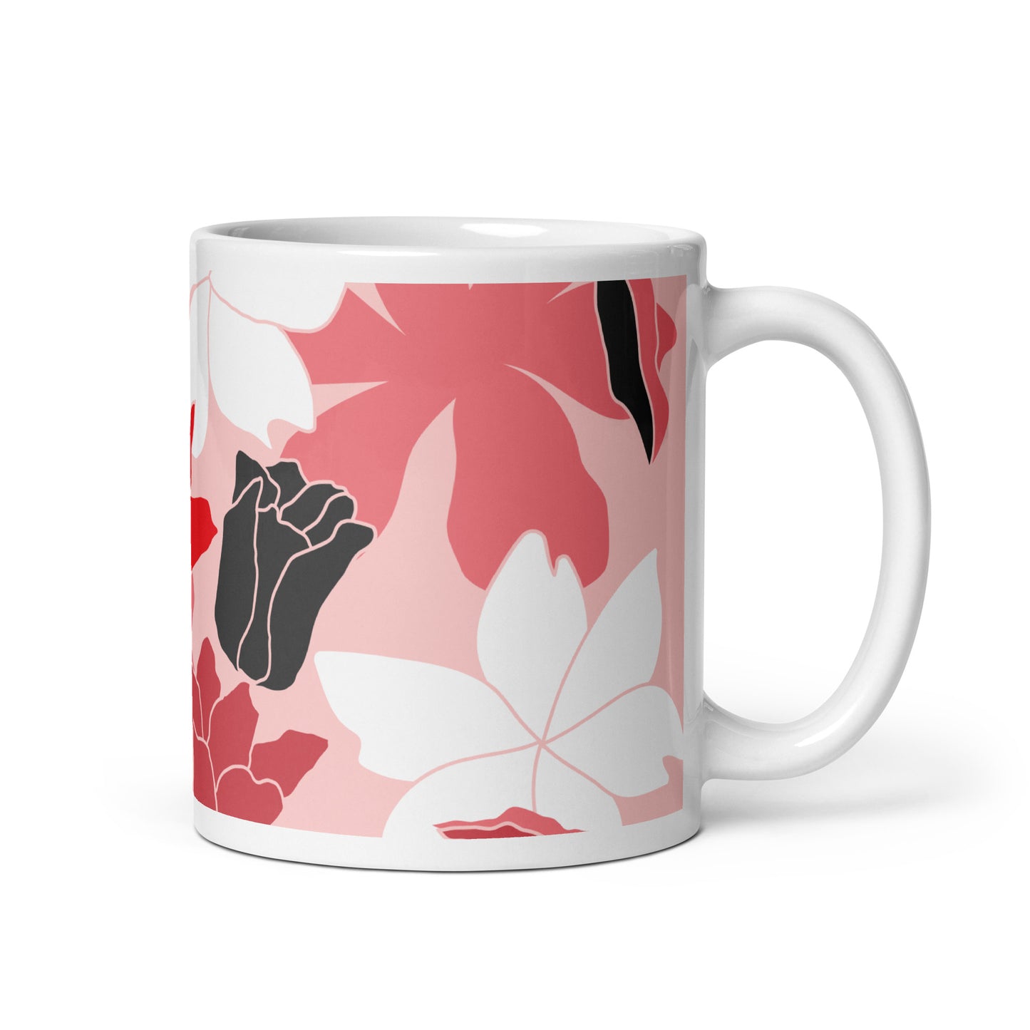 Red Flowers Glossy Mug