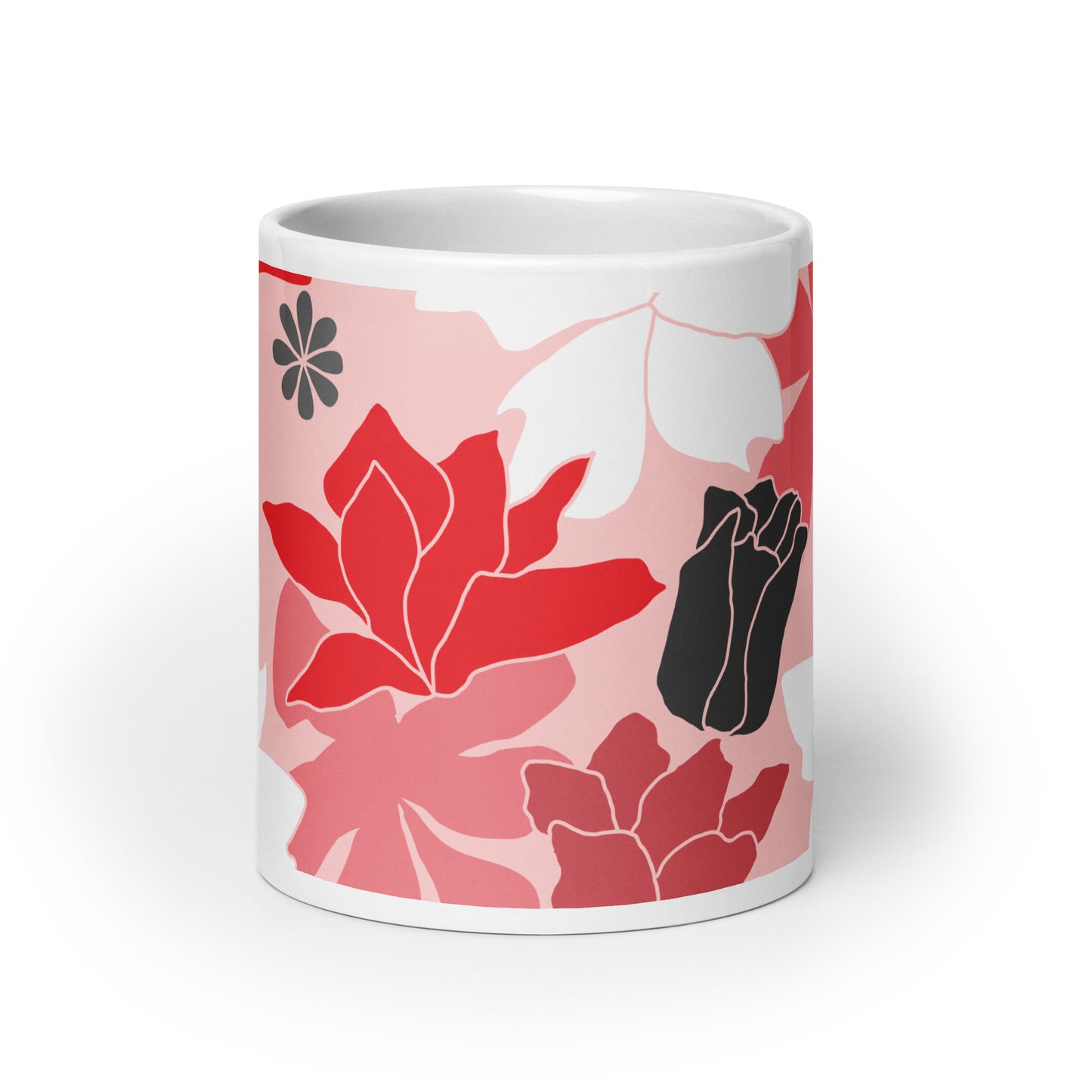 Red Flowers Glossy Mug